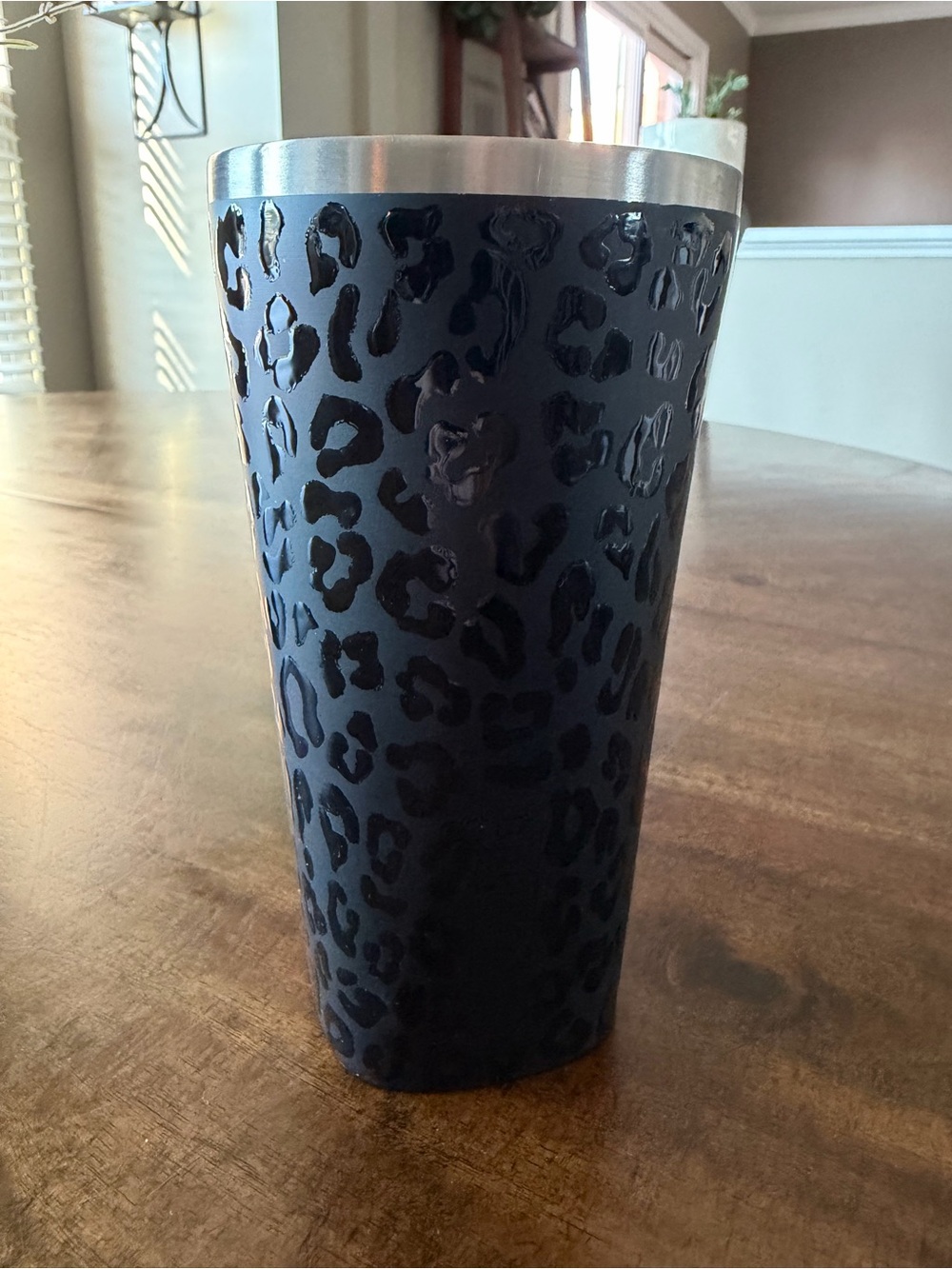 Brumate Leopard-Print Stainless Rim Decorative Tumbler - Black